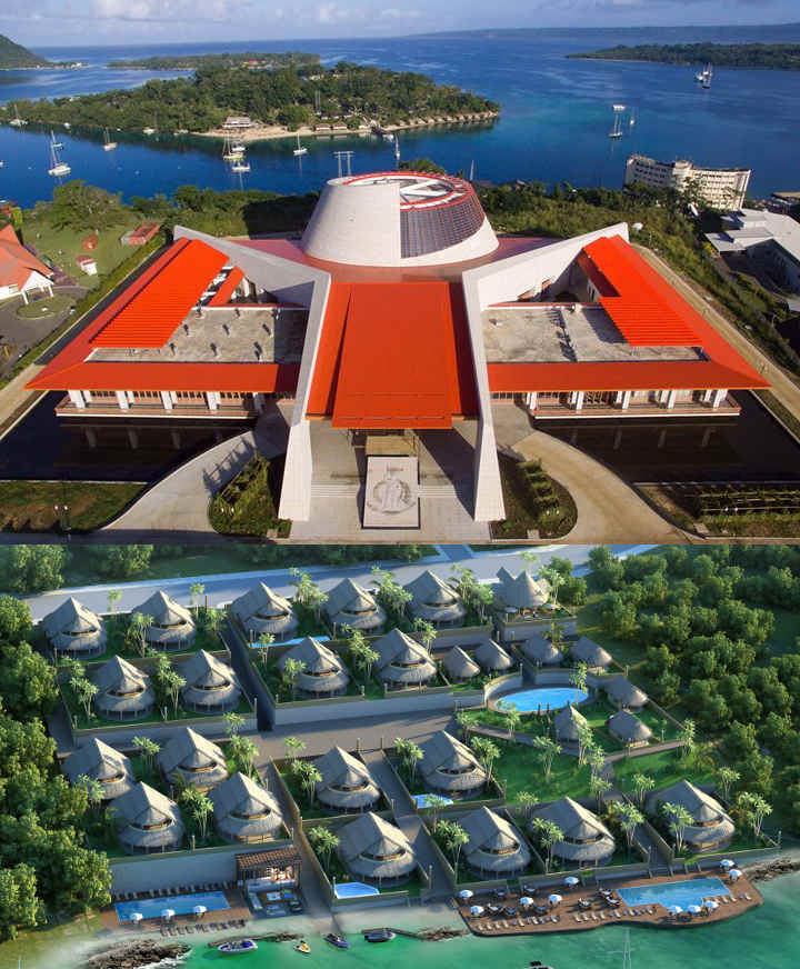 Top: Island resort sold July 2016 for $32M. Centre: Conference Centre Completed 2016 for $17M. Bottom: Scuba Resort project underway